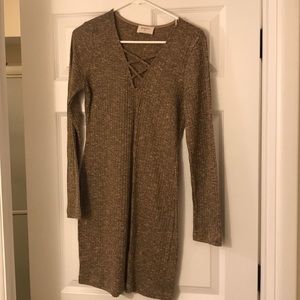 Crisscrossed sweater dress